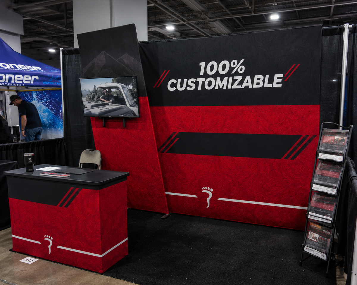 Trapezoid Backdrop with TV Rack