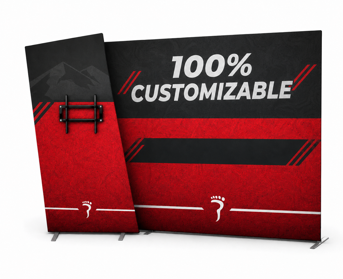 Trapezoid Backdrop with TV Rack